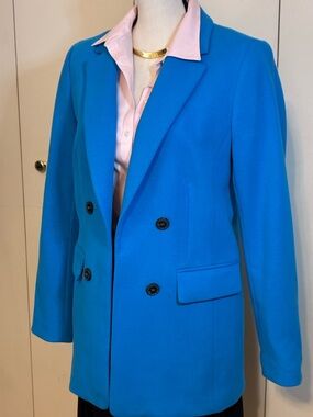 Talbots Vibrant Turquoise/Blue Double-Breasted Jacket